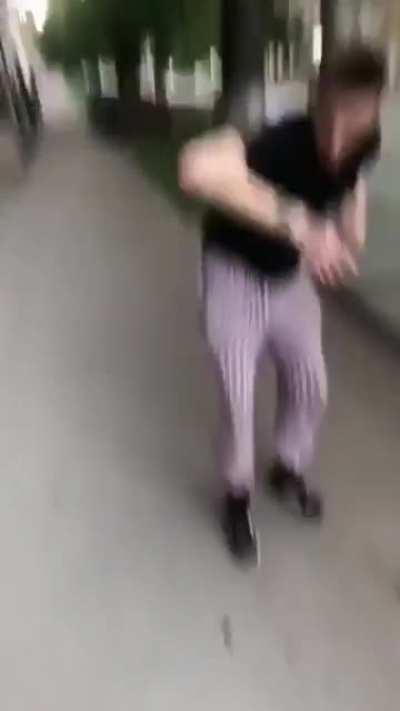 Punching a toughened glass bus stop