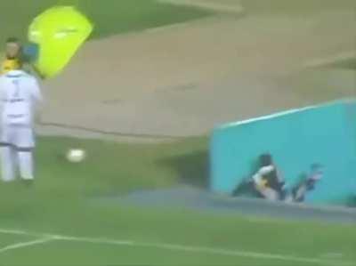WCGW putting a stair next to a soccer field