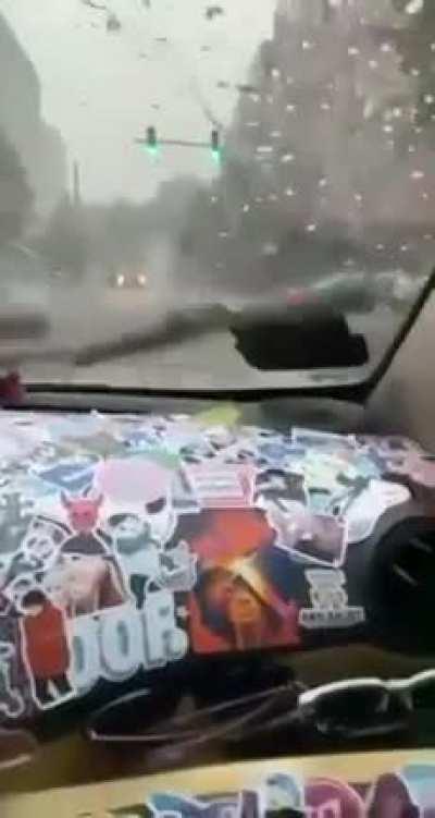 ...trying to cross a flooded intersection (obnoxious audio warning)