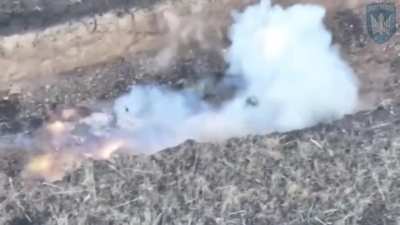 A drone catches a group of Russian soldiers getting blown up on the way to the Pokrovsk region. (Music from source)