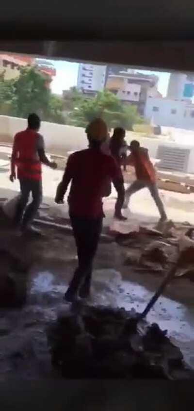 Hitting my work mate in the head with a shovel