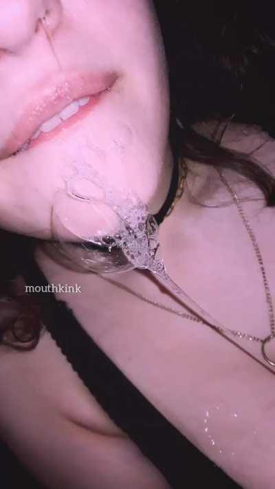 Drool falling on my Chest