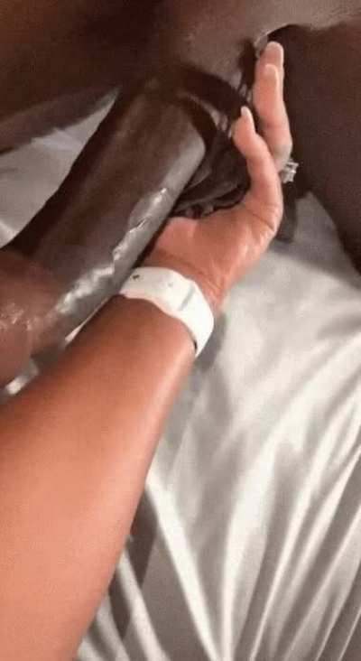 Measuring this monster BBC with my entire forearm debating on if I'm going to be able to fit every inch inside me