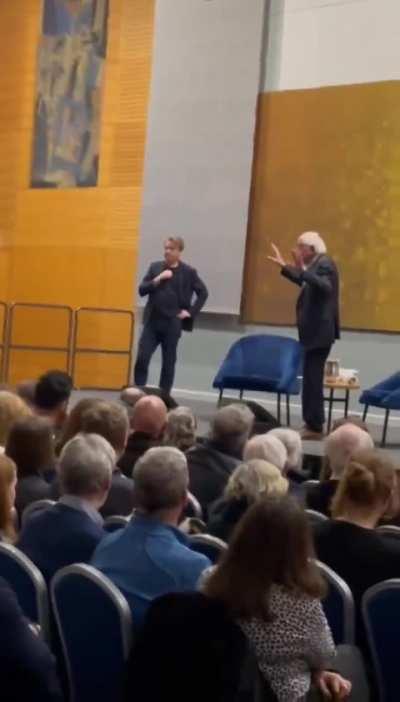 Bernie Sanders gets interrupted and confronted in Dublin, Ireland by a protestor.