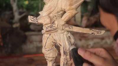 Fanart by me - YASUO wood carving timelapse video
