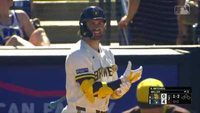 Brewers booth loses live read to wind, paper gets plastered to foul net, camera zooms in and read continues