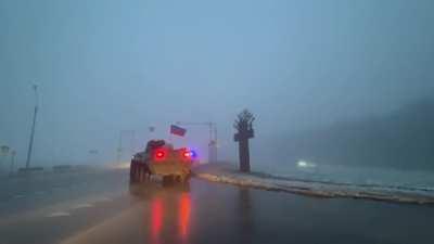 As nowhere in Russia is safe from Ukrainian counter offensives - The Russian Santa started driving an APC.