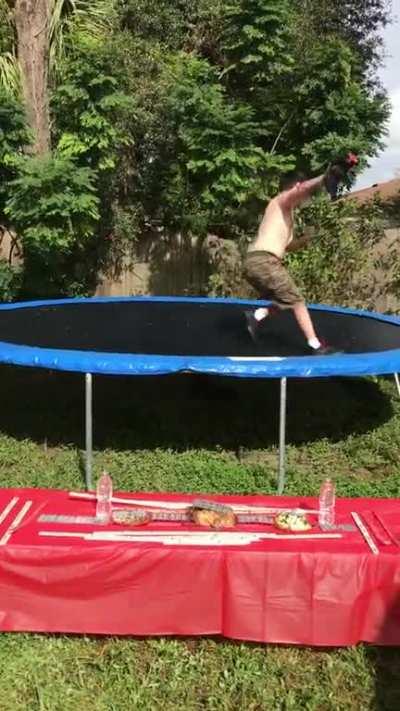 Jump on dangerous thanksgiving table