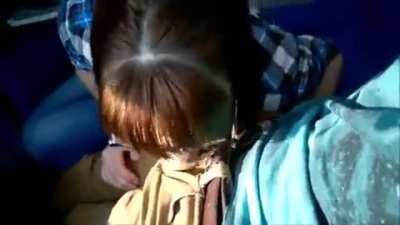 Public Deep Blowjob In The Train! [GIF]