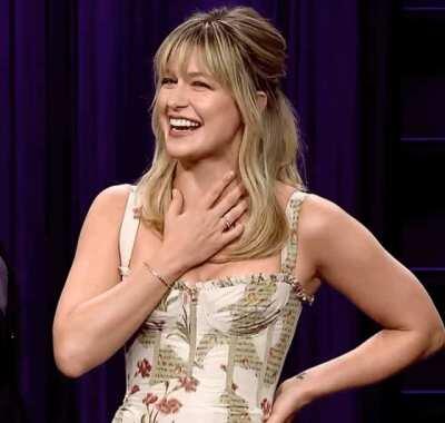 Melissa Benoist’s spin landing on 4, when determining the number of men she’ll be taking tonight.