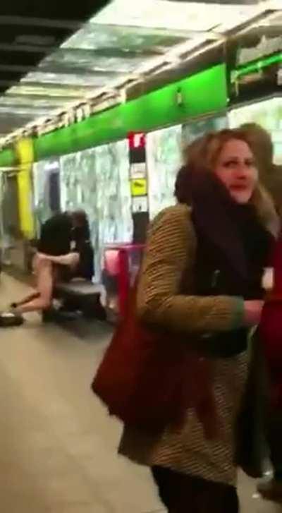 Raw dogging it at a subway station