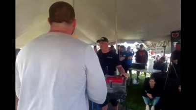 Fight almost happens at public competition over disagreement.