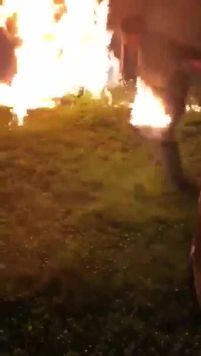 What could go possibly wrong by lighting up a fire with a fuel can?