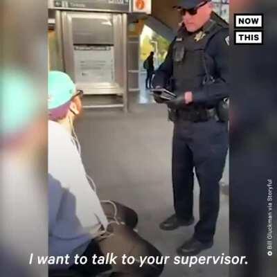 Police officer arrests man for eating a sandwich