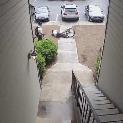 Let's ride our bike down these stairs