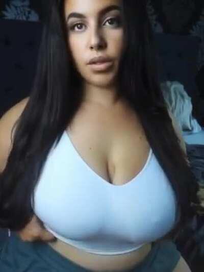 Bury your head between these huge tits. I bet that would be a grave any man could dream of.