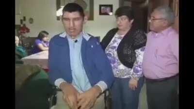 Dude with giant head and limbs has the deepest voice on Earth