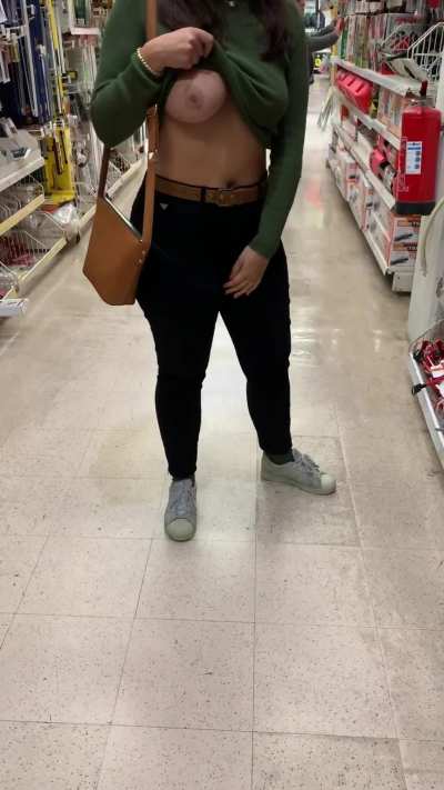 Shy flash in the retail store