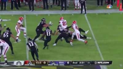 Ward grabs the tipped ball for the interception