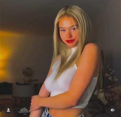 Adjusted for areola visibility. God she was the hottest girl on the planet when she never wore a bra…