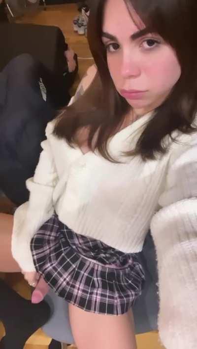 I love Mini skirt! you should get on your knees close to where I'm sitting I'll show you a surprise