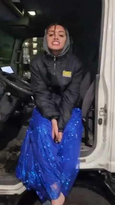 Man deals with a lady who jumped into his truck