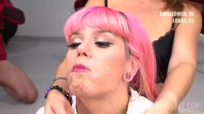 Pink struggles to swallow 16 heavy loads...