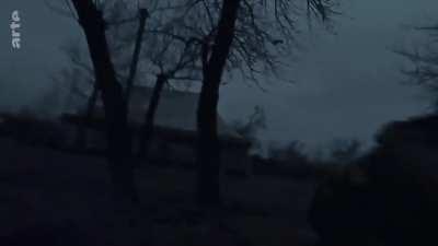 French-German ARTE channel showing intensive combat footage of a Ukrainian raid across the Dnieper