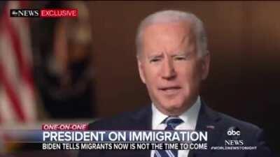 Biden says he didn't tell people to come