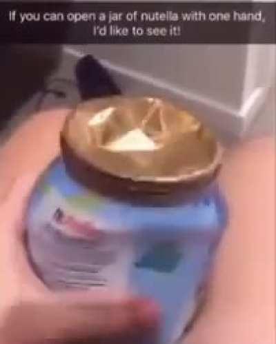 Challenged my friend 50$ to open a jar of nutella without using hands