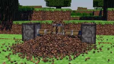 Crushing dirt between two pistons