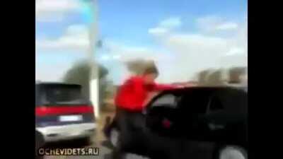 Standing on top of a car