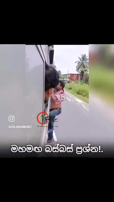 Person clings on the Bus Driver window side