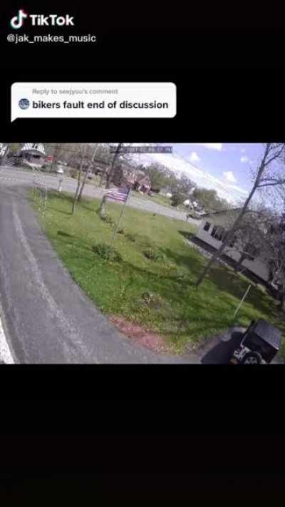 Motorcycle makes an illegal pass and almost kills himself