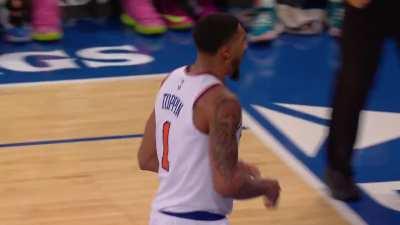 [Highlight] Obi Toppin with the block on one end, and the contested Eastbay on the other