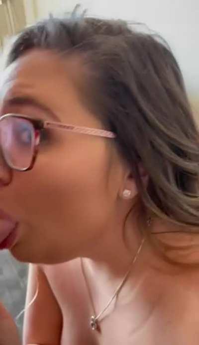 I met this guy at the hotel bar and was sucking his perfect small cock later the same night!