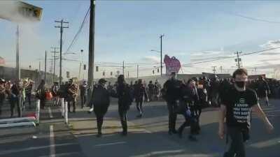 Police push back Labor Day protesters - Seattle 7th September