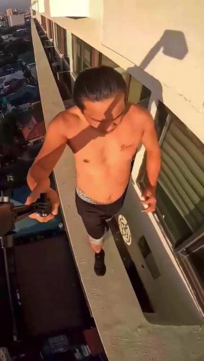 Sure you can film your workout….. just not on the edge of your condominium