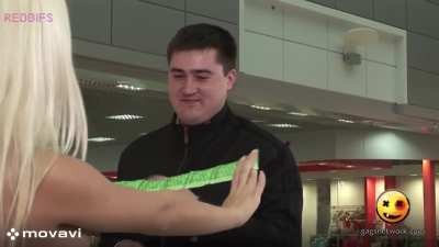 Tatiana delivers condoms in mall