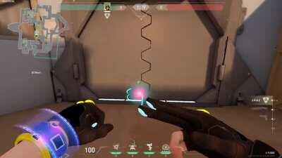 Killjoy's alarmbot can open the teleporter from the outside