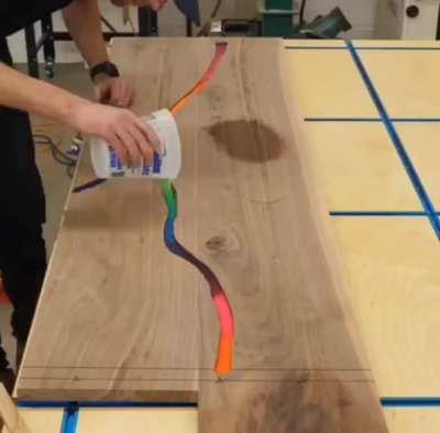 Rainbow Crayon Epoxy Table