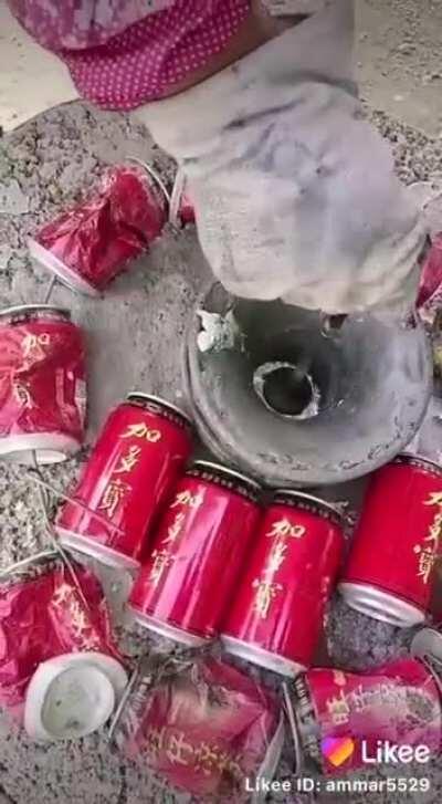 Melting the coke cans