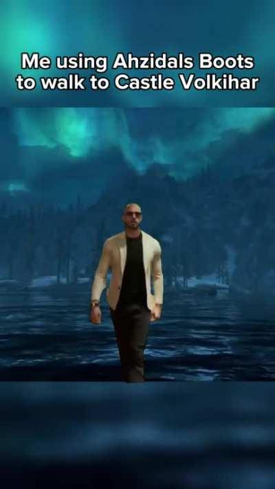 using Ahzidals Boots to walk to Castle Volkihar