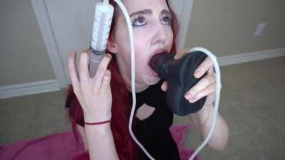 [OC][TOY] As requested, a syringe full down my throat!