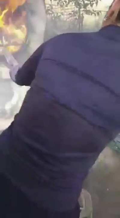 Asado en un horno chileno.