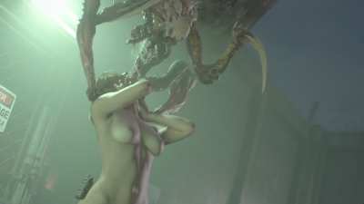 Blonde Jill Valentine deepthroat by spider