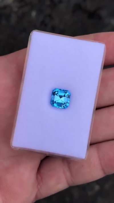 Yea this is a special color’s electric topaz 4.37 ct and 8.65 x8.65 mm approximately  Clean stone nice cutting  $175 plus shipping