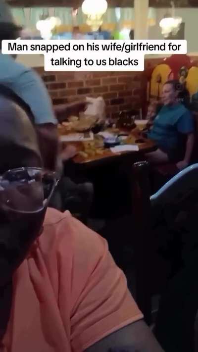 Little man syndrome. Man snapped at his gf/wife for talking to black people.
