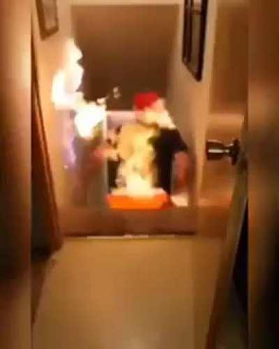 Flaming indoor sledding? Why not?