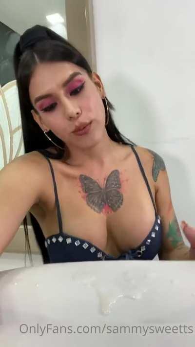 She couldn't resist tasting herself